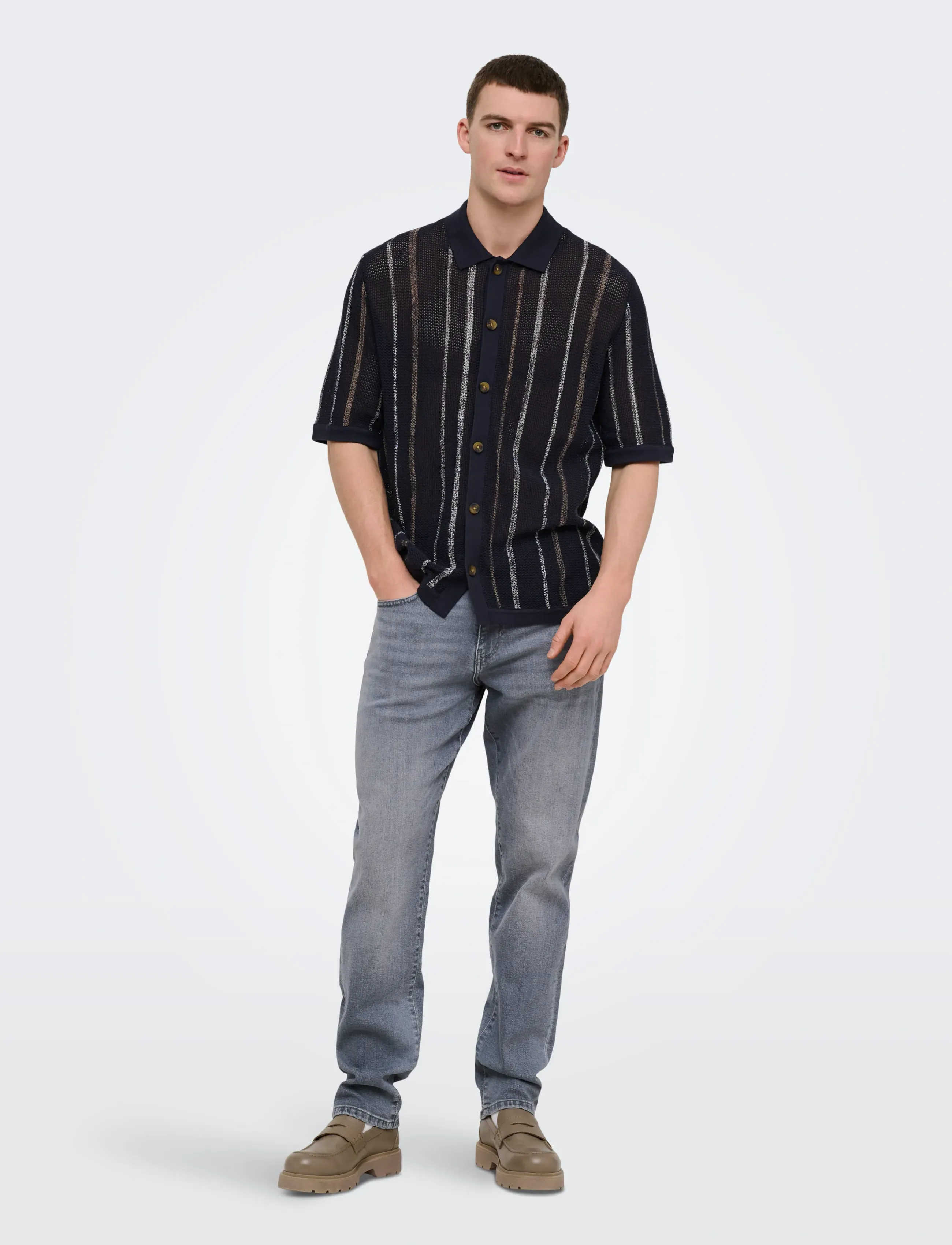 ONLY & SONS - ONSWEFT REG. JAX  LMG 7007 TAI DNM NOOS - tavalised teksad - light grey denim - 5