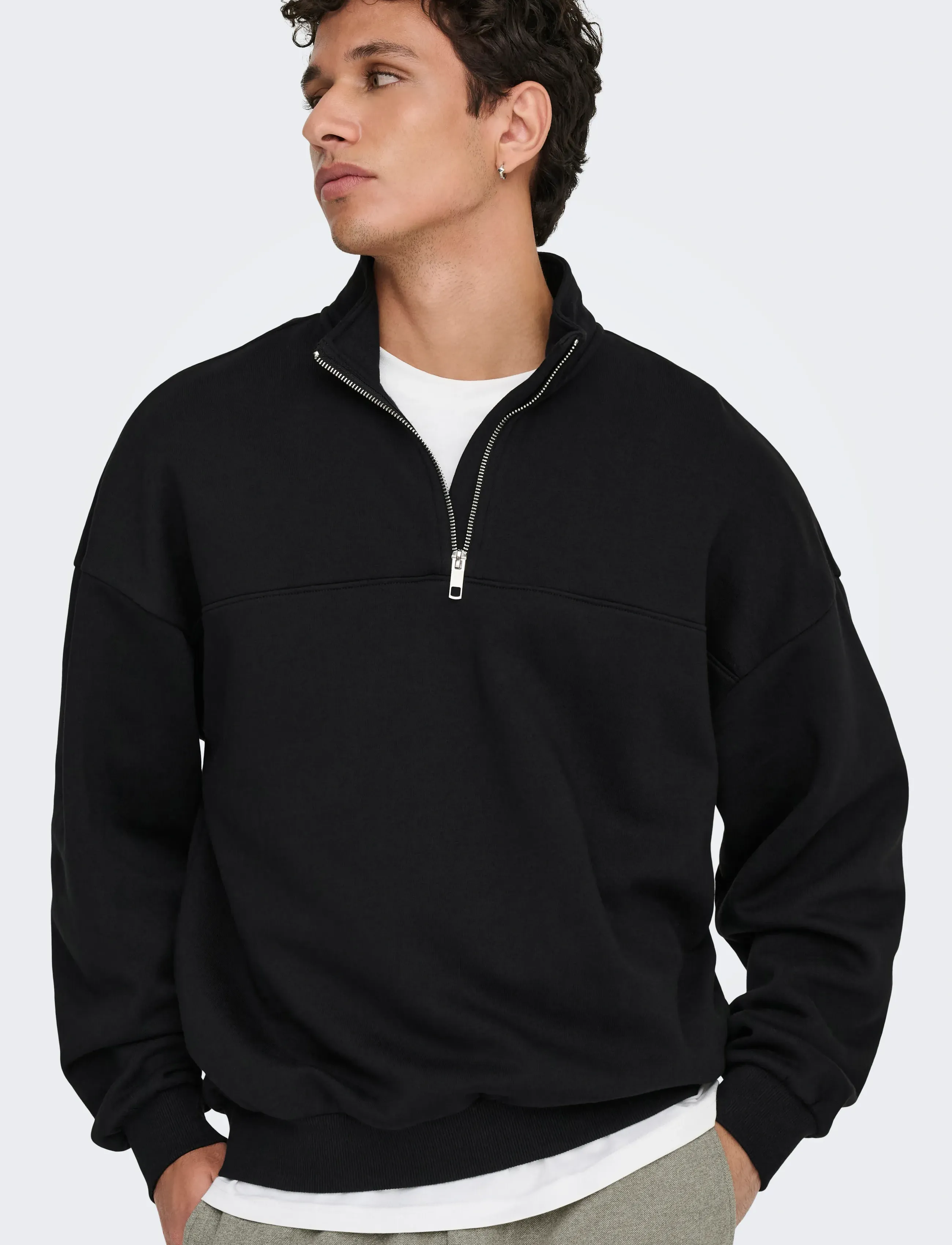 ONLY & SONS - ONSCERES OVZ TRACK HALF ZIP SWEAT VD - kollektsioonid - black - 4