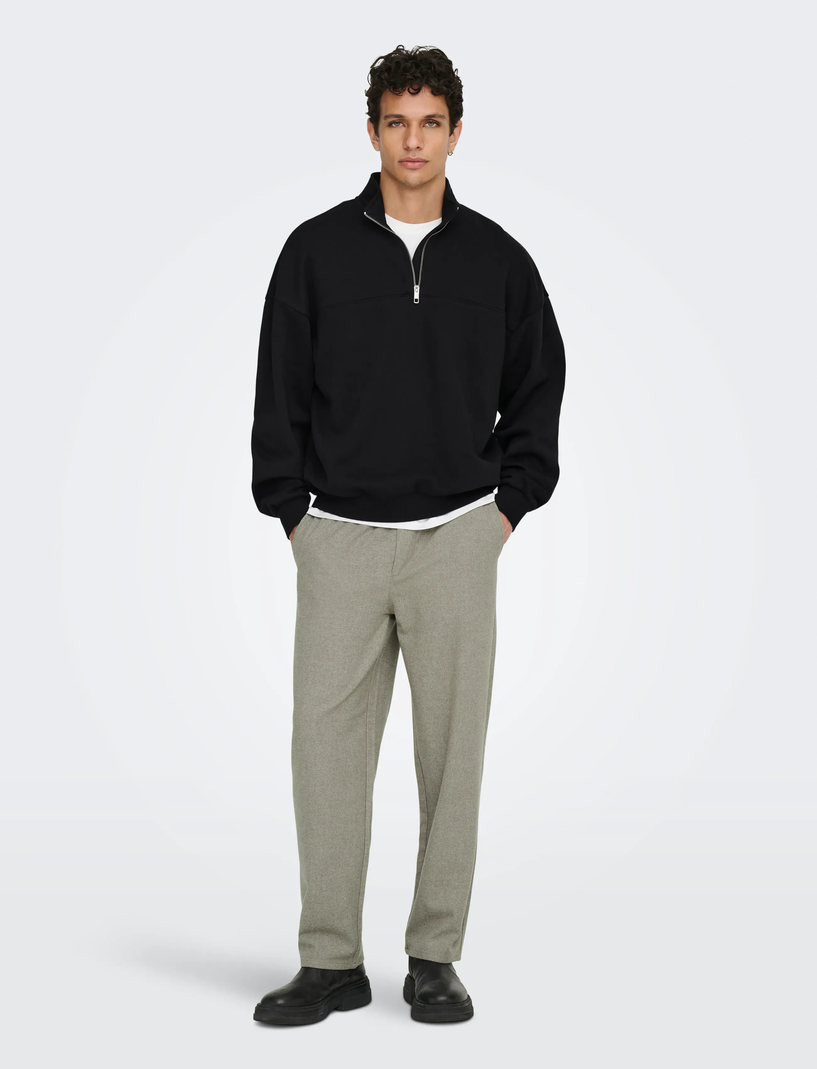 ONLY & SONS - ONSCERES OVZ TRACK HALF ZIP SWEAT VD - kollektsioonid - black - 5