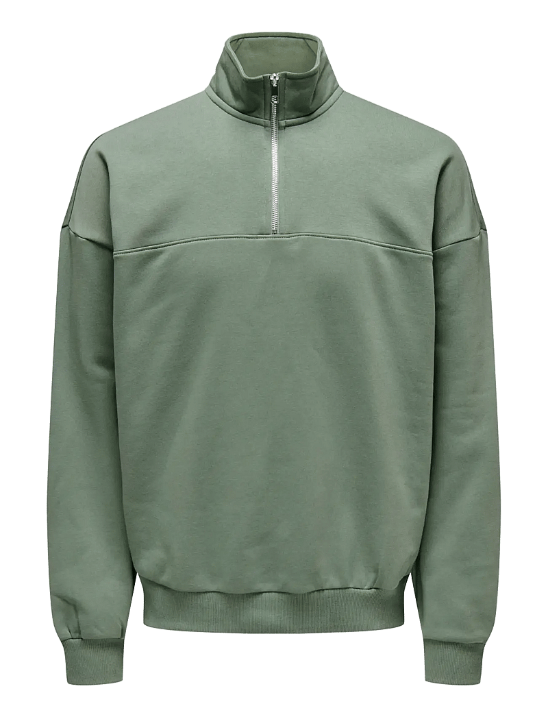 ONLY & SONS - ONSCERES OVZ TRACK HALF ZIP SWEAT VD - kollektioner - laurel wreath - 1