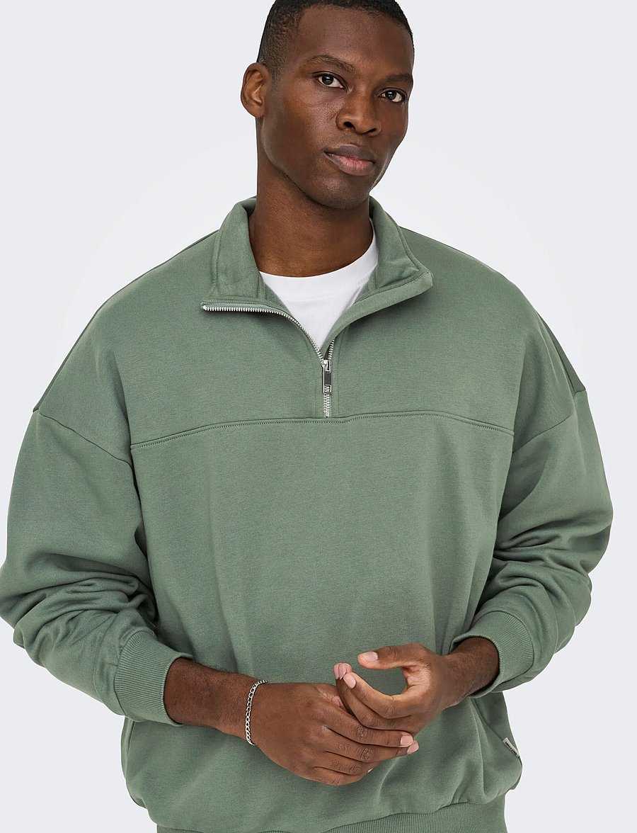 ONLY & SONS - ONSCERES OVZ TRACK HALF ZIP SWEAT VD - kollektionen - laurel wreath - 5