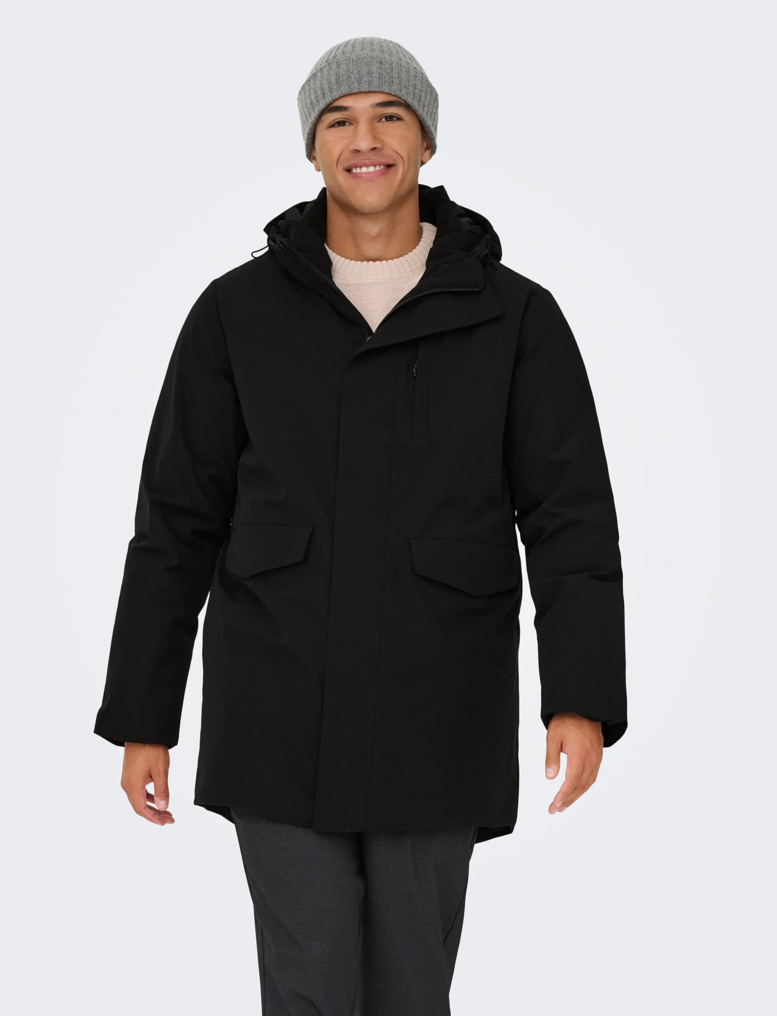 ONLY & SONS ONSENRICO WATERPROOF STRETCH PARKA NOOS - Riided - BLACK / black