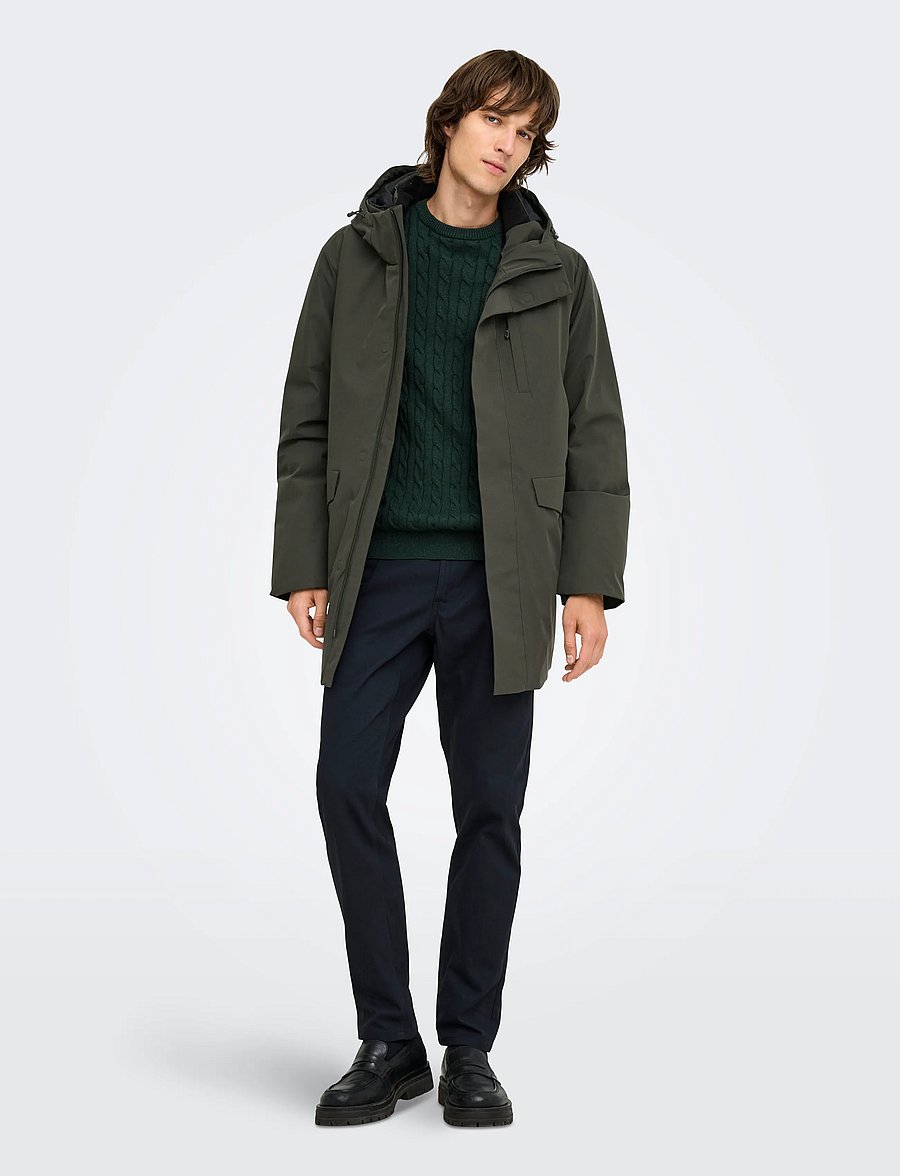 ONLY & SONS - ONSENRICO WATERPROOF STRETCH PARKA NOOS - parkas - peat - 4