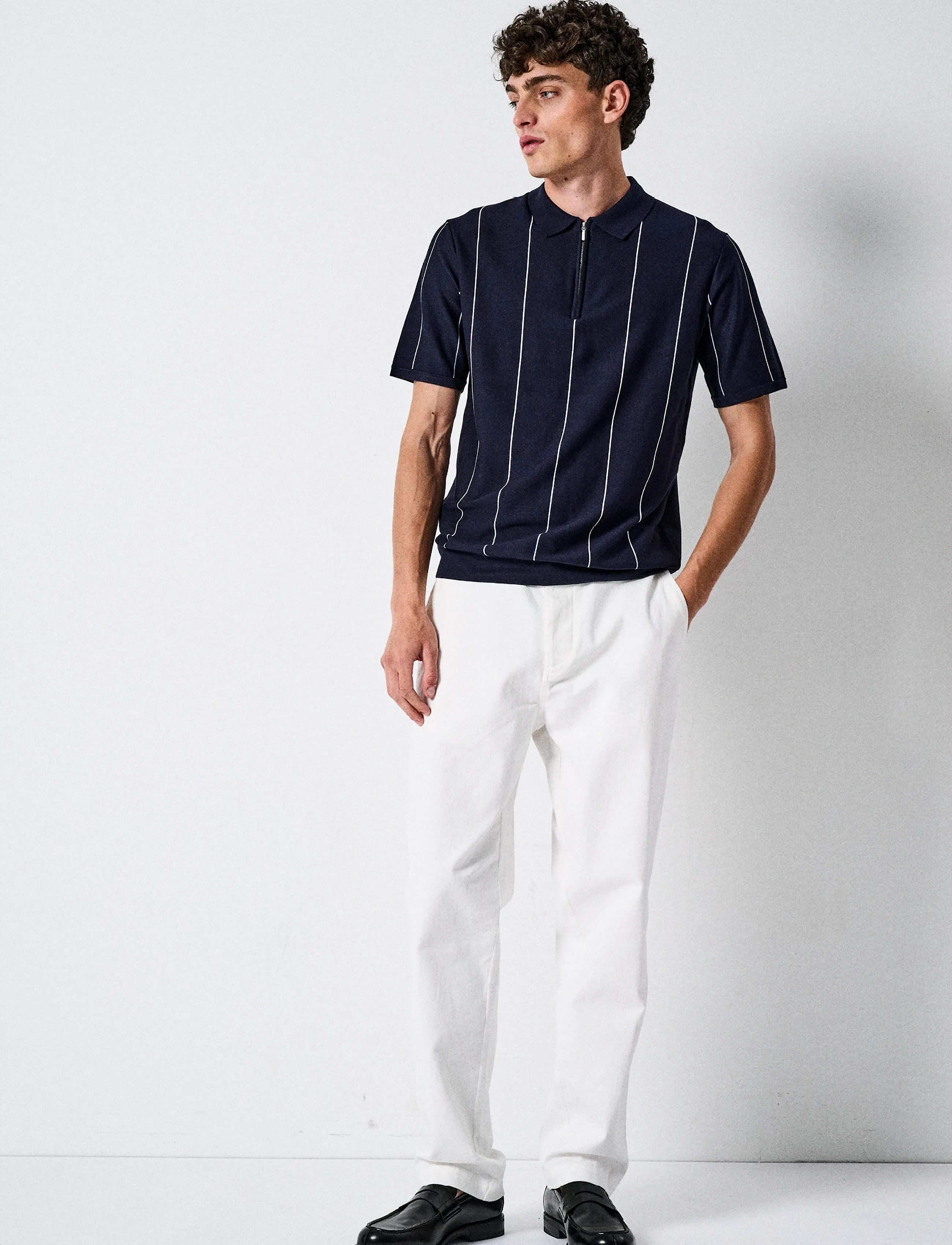 ONLY & SONS ONSWYLER LIFE STR REG 14SS ZIP POLO FRML - Stickat - DARK NAVY / navy