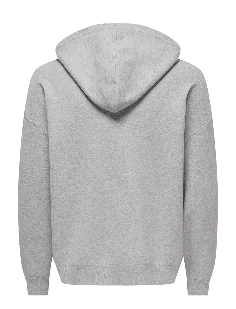 ONLY & SONS - ONSSADE OVZ LS ZIP CARDIGAN KNIT - sweats à capuche - light grey melange - 1
