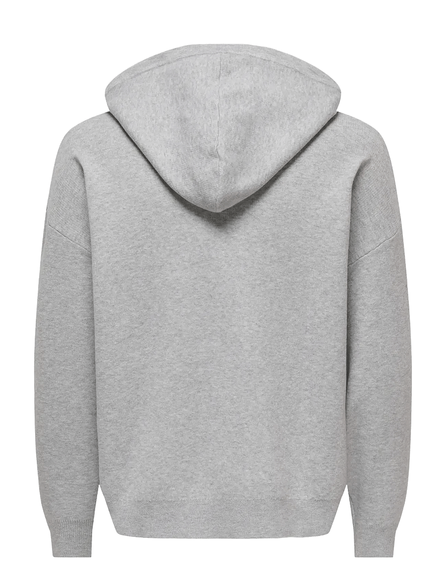 ONLY & SONS - ONSSADE OVZ LS ZIP CARDIGAN KNIT - kapuzenpullover - light grey melange - 1
