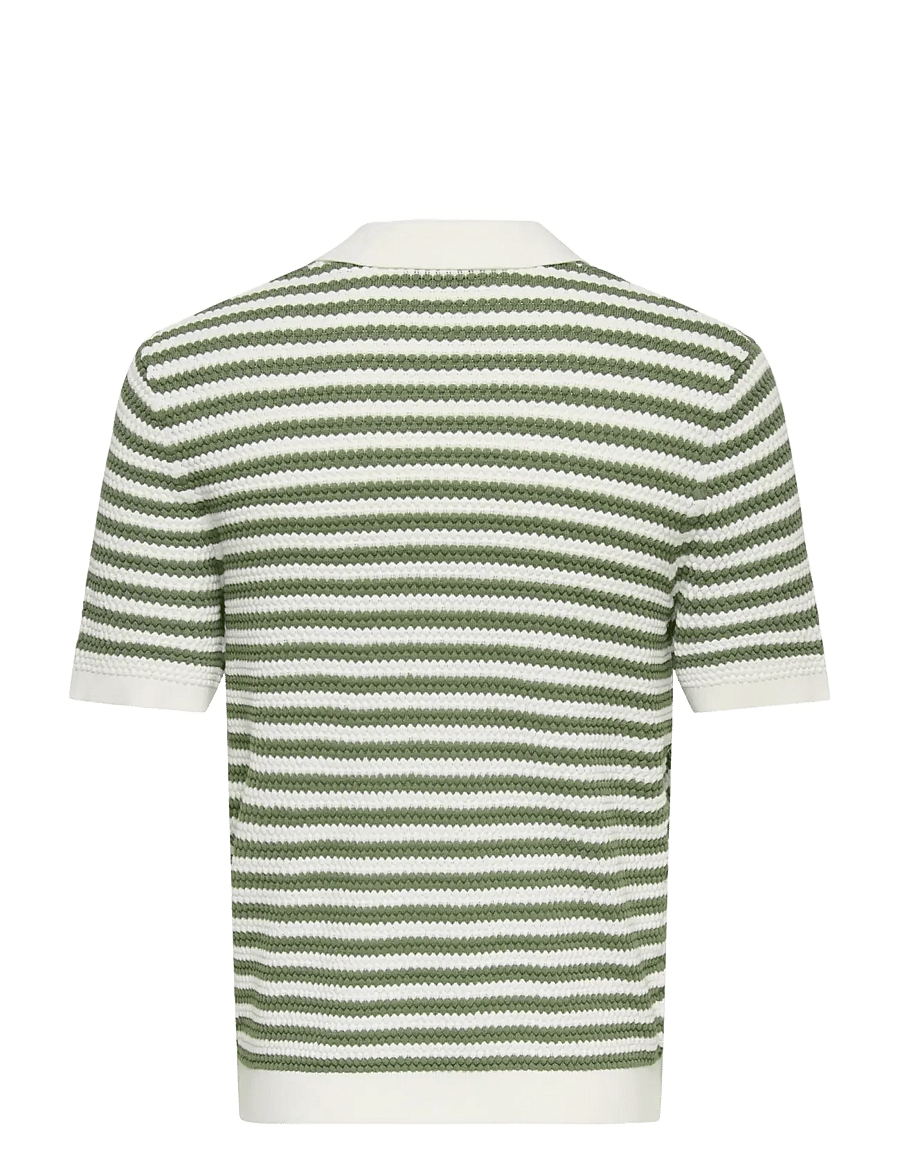 ONLY & SONS - ONSSERGE REG SS SPLIT NECK KNIT - langärmlige strick-polohemden - egret - 2
