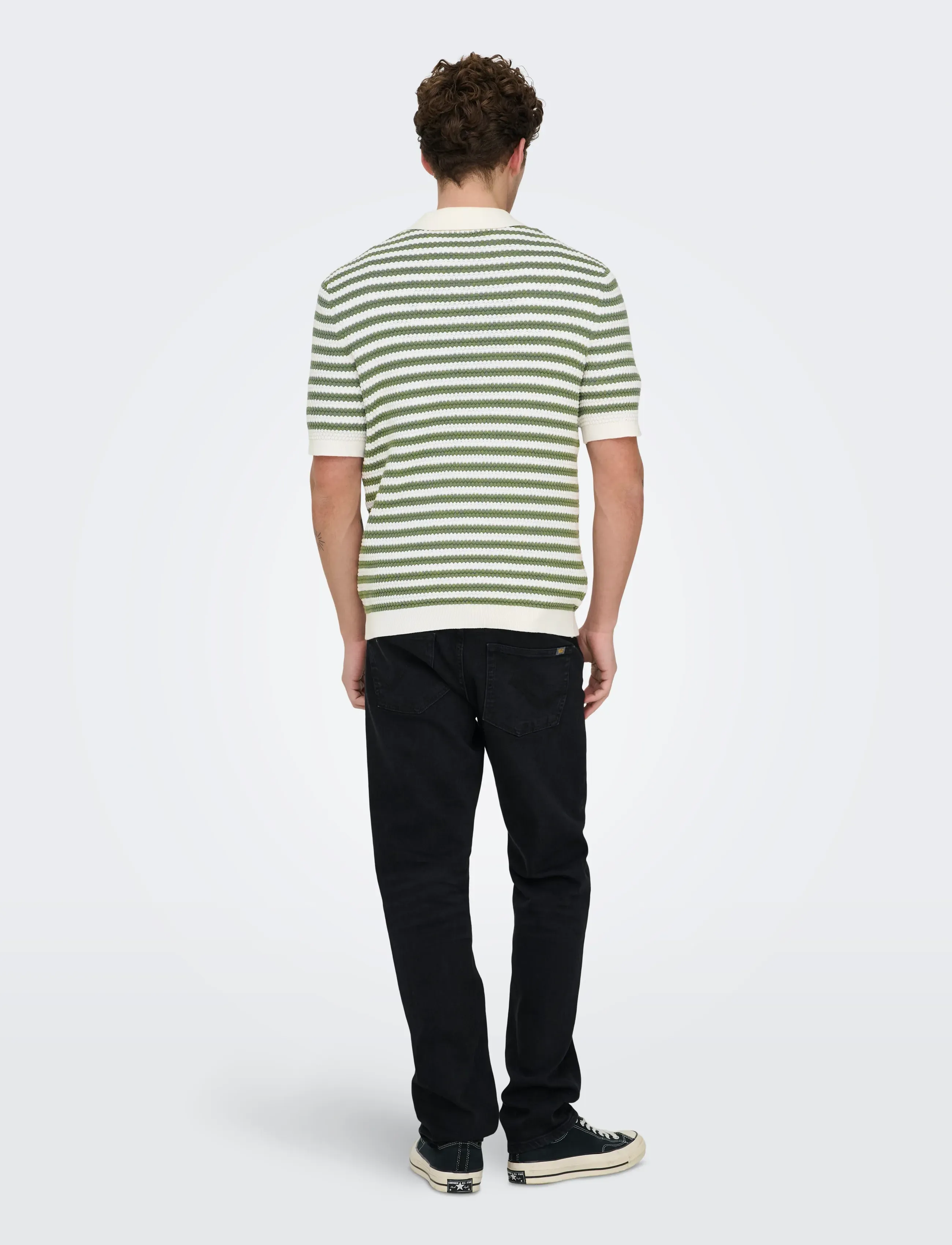 ONLY & SONS - ONSSERGE REG SS SPLIT NECK KNIT - knitted polos - egret - 3