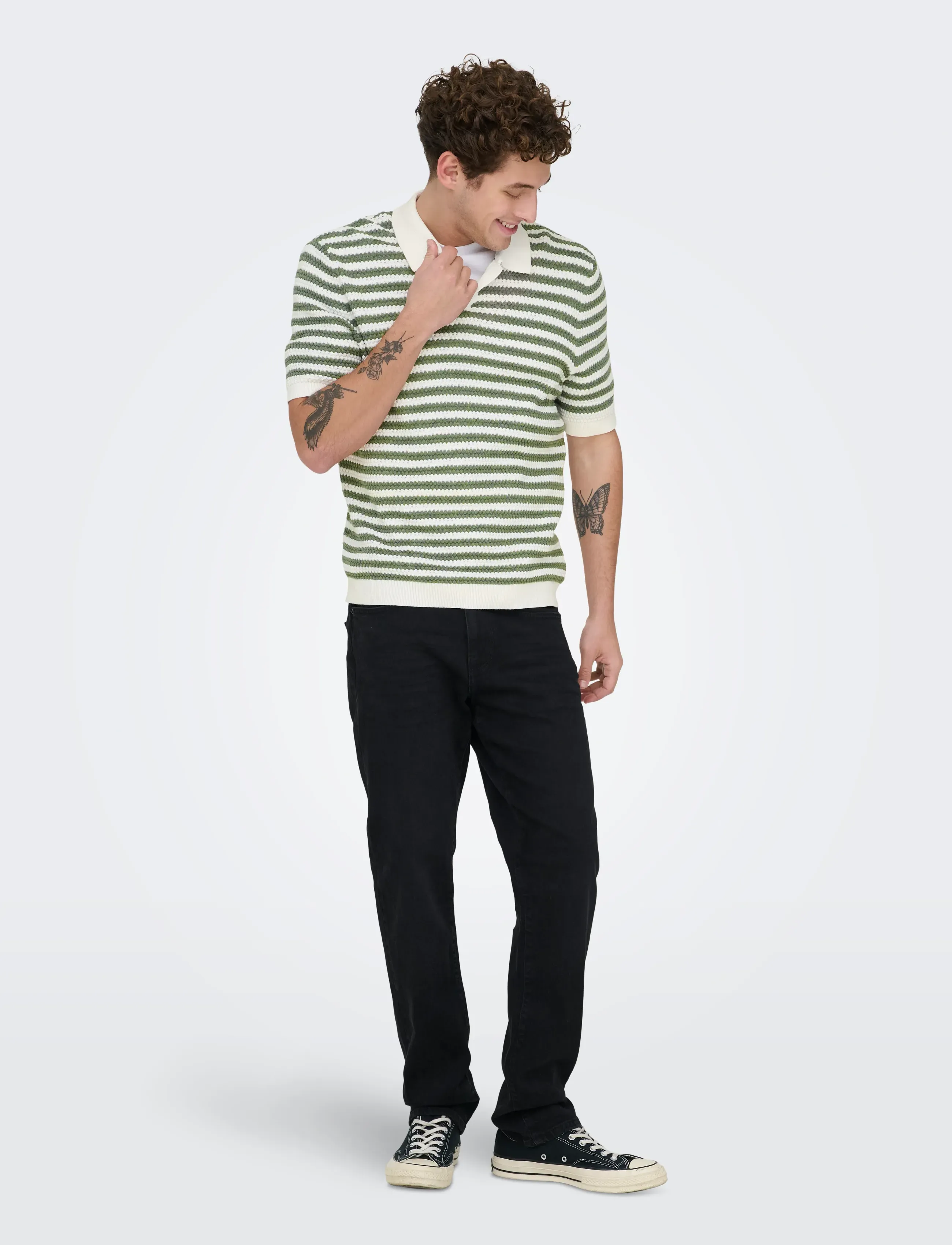 ONLY & SONS - ONSSERGE REG SS SPLIT NECK KNIT - knitted polos - egret - 4