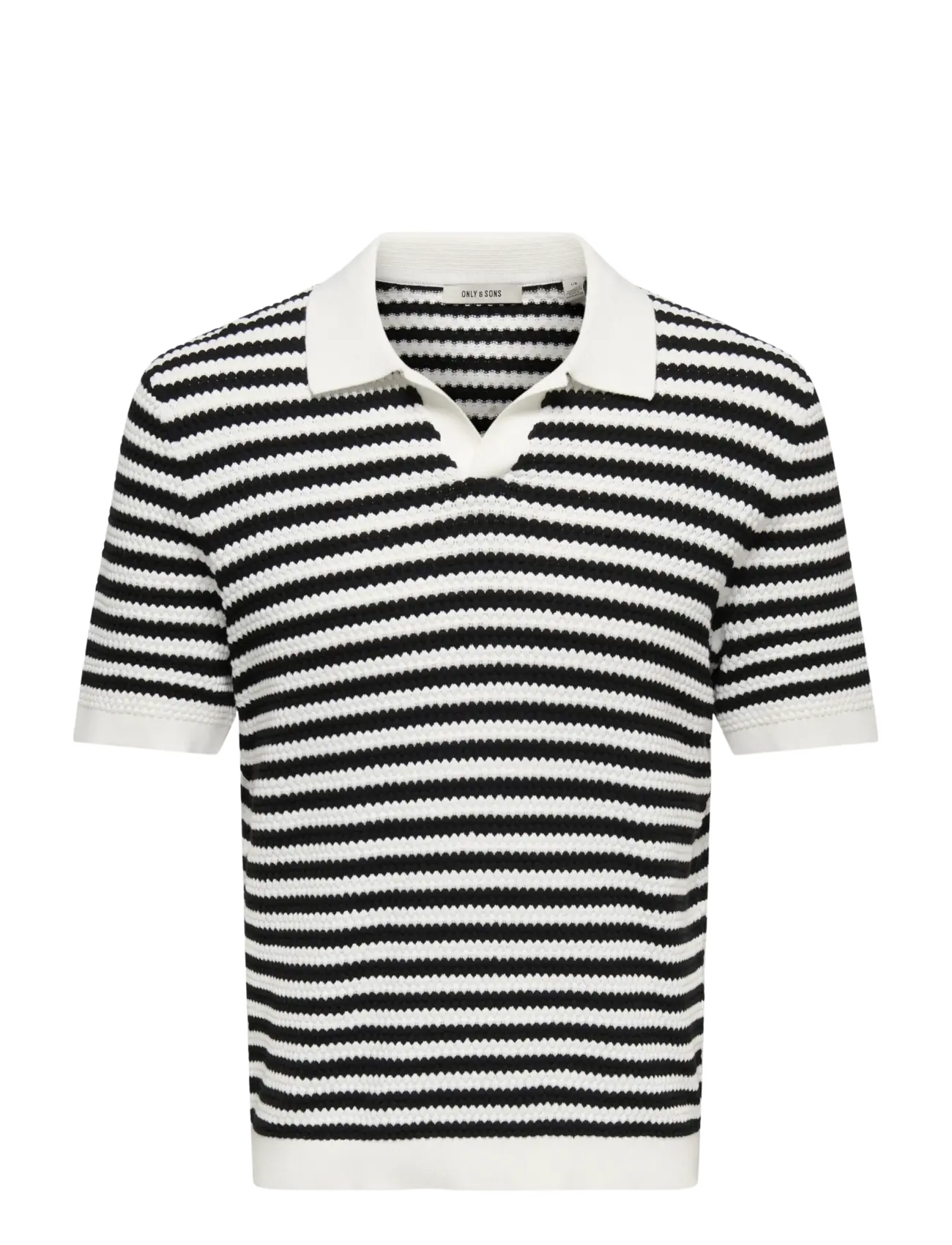 ONLY & SONS ONSSERGE REG SS SPLIT NECK KNIT - ONLY & SONS - EGRET / black