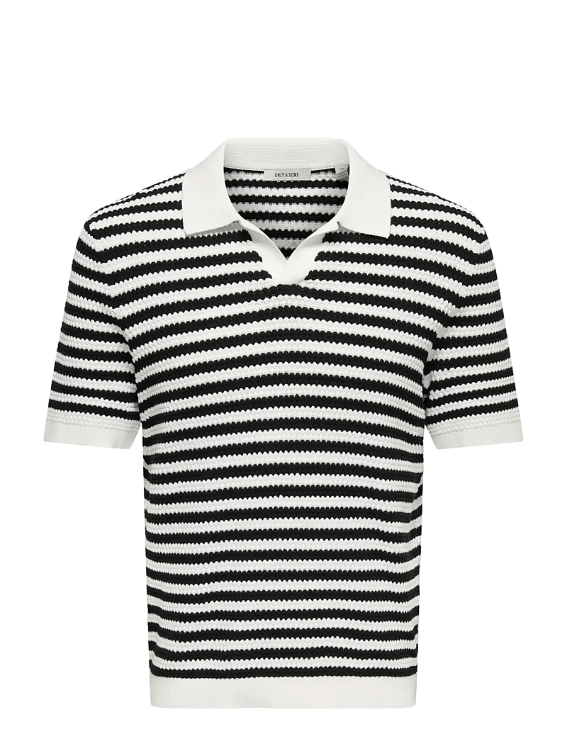 ONLY & SONS - ONSSERGE REG SS SPLIT NECK KNIT - gestrickte polohemden - egret - 1