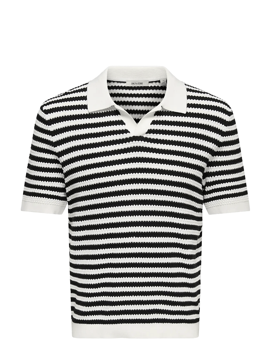 ONLY & SONS - ONSSERGE REG SS SPLIT NECK KNIT - dzianinowe bluzki polo - egret - 1