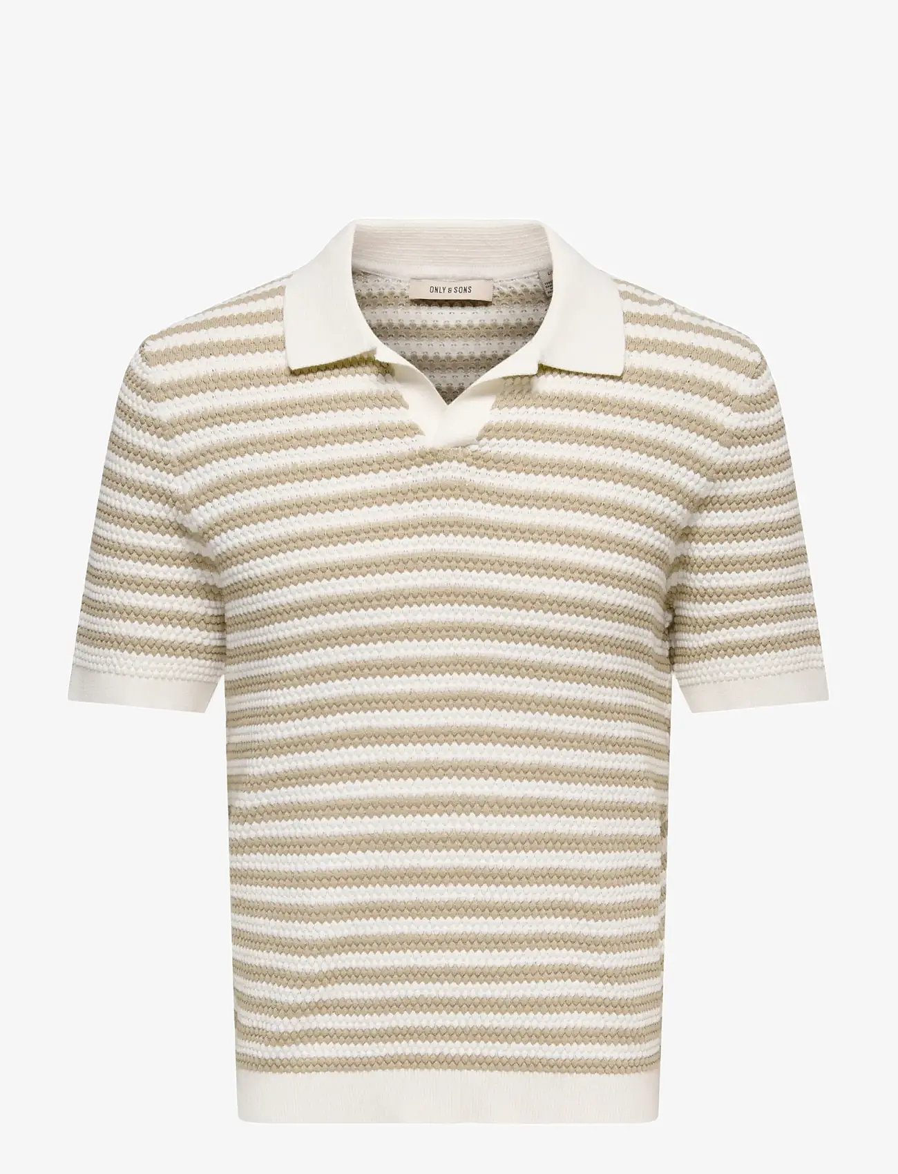 ONLY & SONS - ONSSERGE REG SS SPLIT NECK KNIT - laveste priser - egret - 1