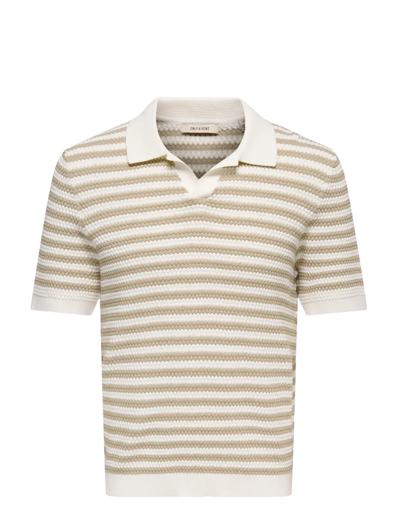 ONLY & SONS ONSSERGE REG SS SPLIT NECK KNIT - ONLY & SONS - EGRET / cream