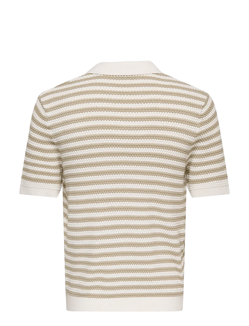 ONLY & SONS - ONSSERGE REG SS SPLIT NECK KNIT - gestrickte polohemden - egret - 2