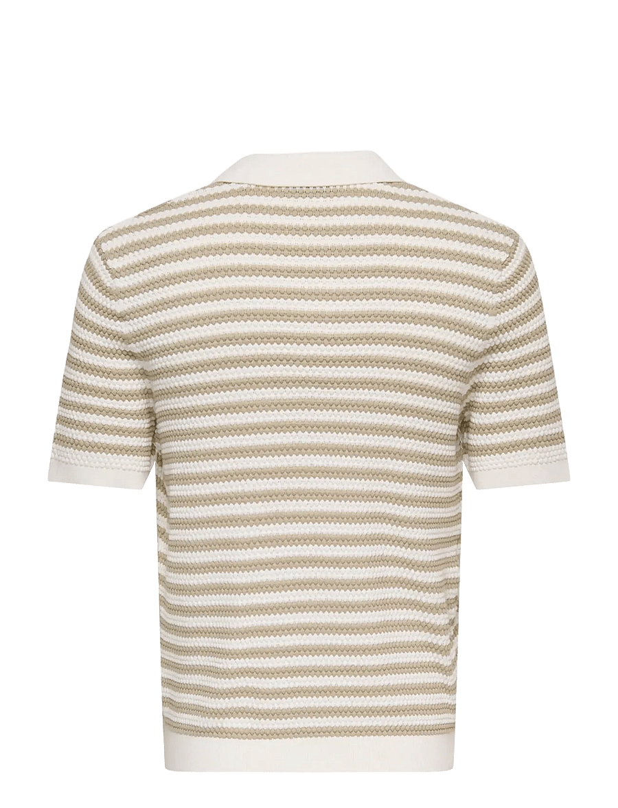 ONLY & SONS - ONSSERGE REG SS SPLIT NECK KNIT - gestrickte polohemden - egret - 2