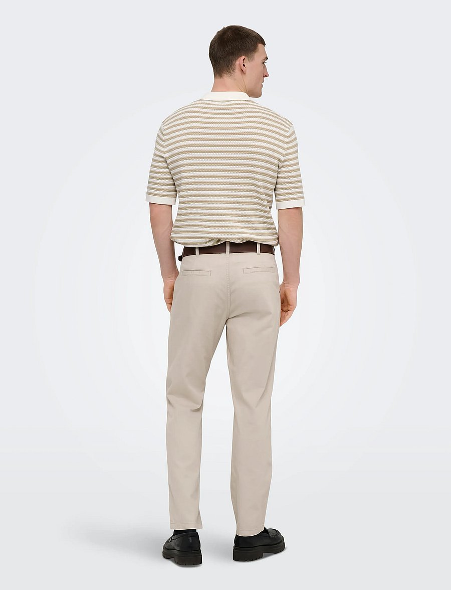 ONLY & SONS - ONSSERGE REG SS SPLIT NECK KNIT - gestrickte polohemden - egret - 3