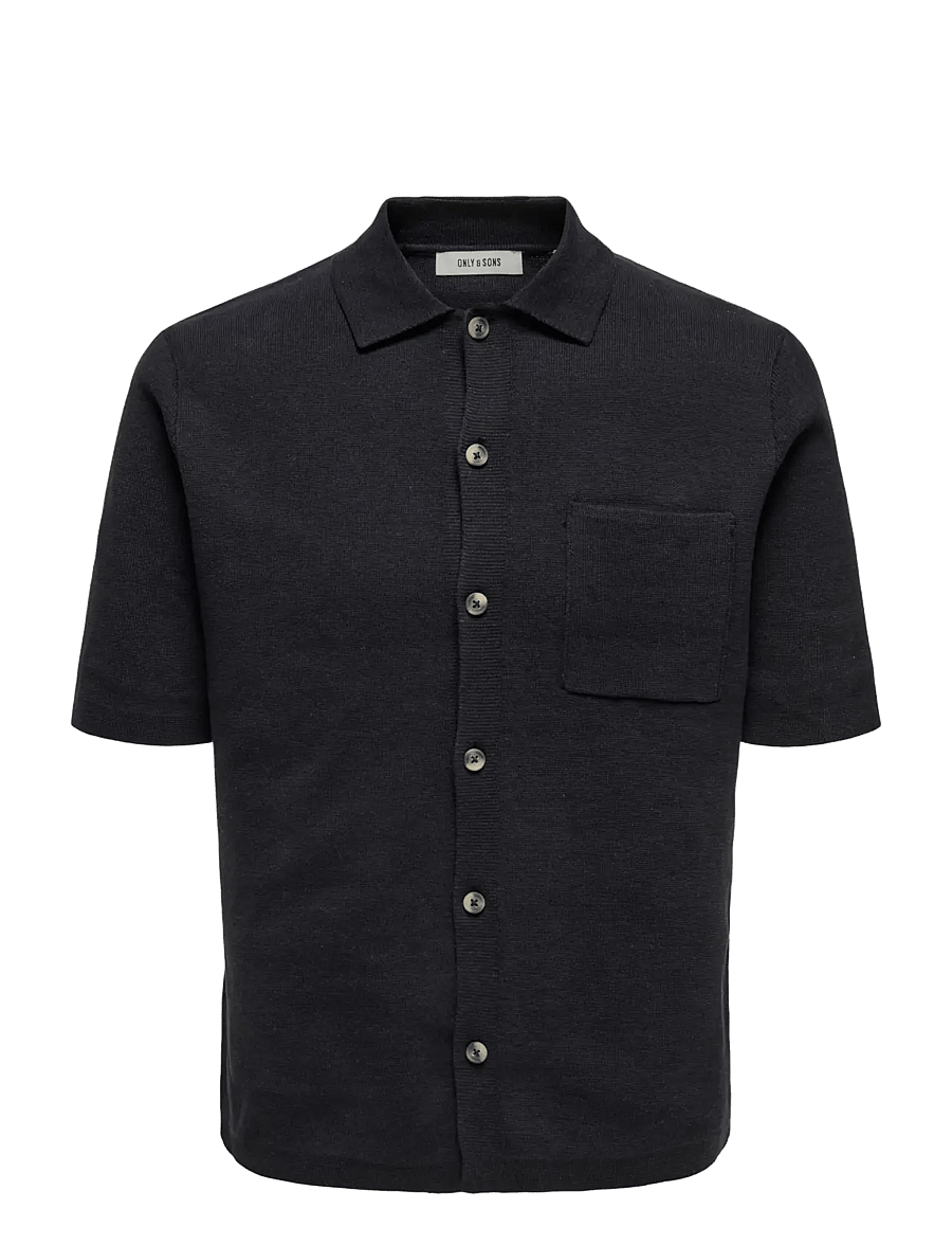 ONLY & SONS - ONSSILAS REG SS SHIRT KNIT - kootud polosärgid - black - 0