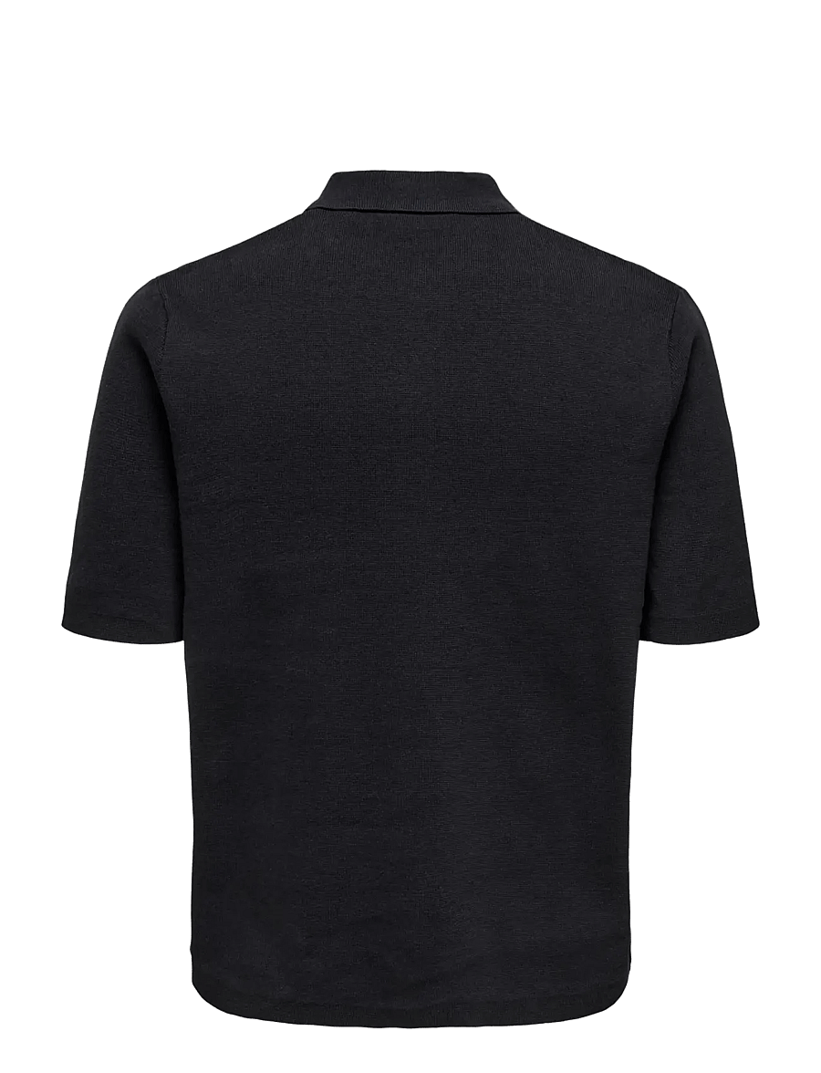 ONLY & SONS - ONSSILAS REG SS SHIRT KNIT - kootud polosärgid - black - 1