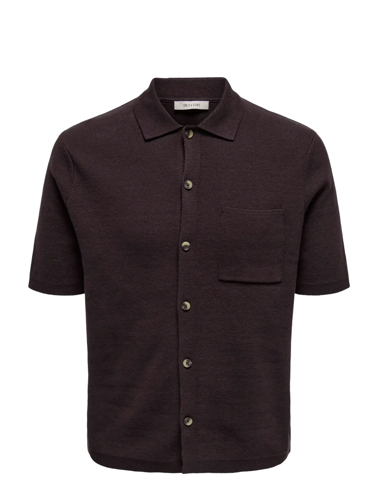 ONLY & SONS ONSSILAS REG SS SHIRT KNIT - Strickmode - COFFEE BEAN / black