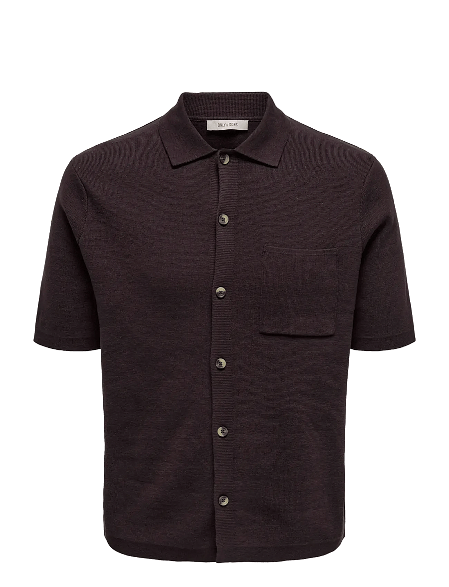 ONLY & SONS - ONSSILAS REG SS SHIRT KNIT - langärmlige strick-polohemden - coffee bean - 0
