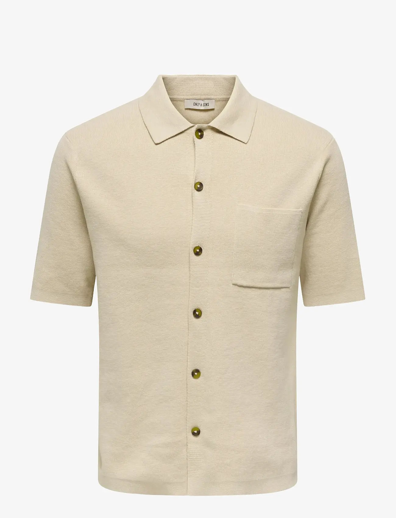 ONLY & SONS - ONSSILAS REG SS SHIRT KNIT - polostrik - oatmeal - 1