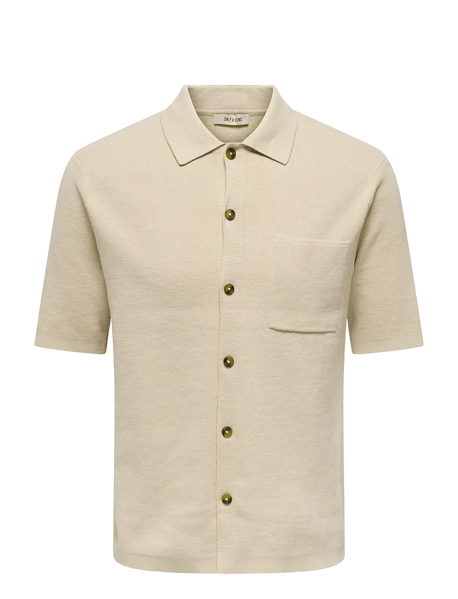 ONLY & SONS - ONSSILAS REG SS SHIRT KNIT - kootud polosärgid - oatmeal - 1