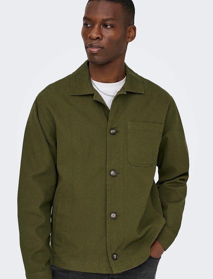ONLY & SONS - ONSRONNIE CTN JACKET OTW - vårjackor - dark olive - 4