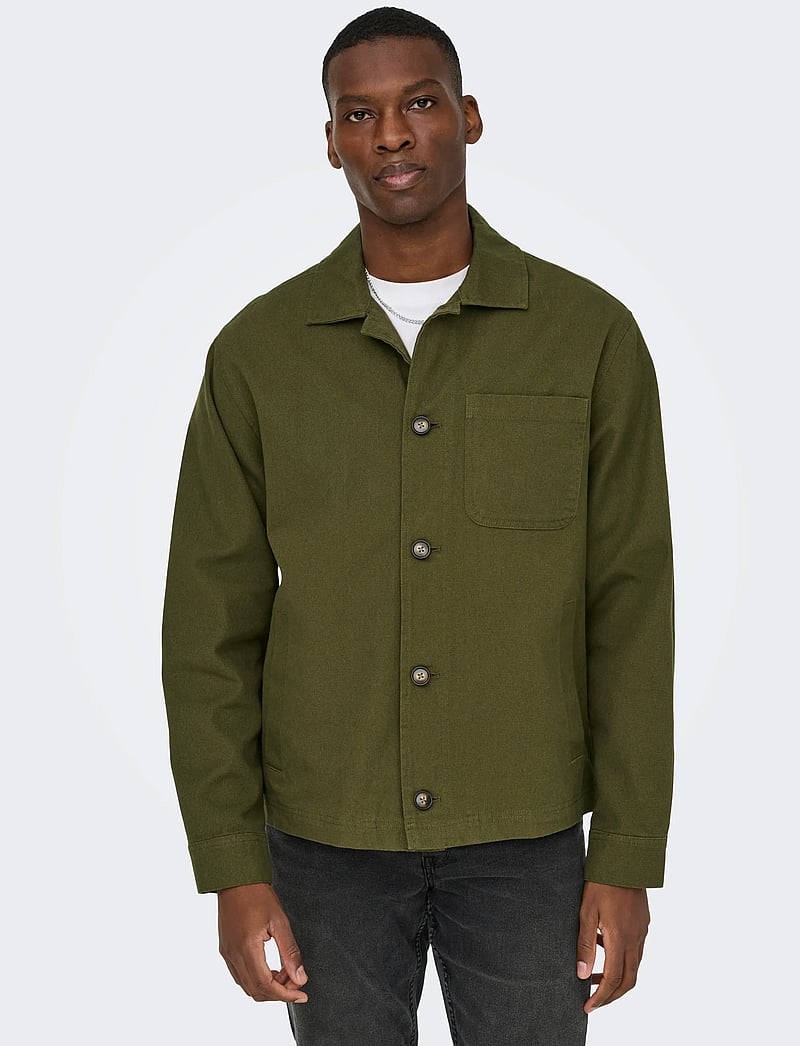 ONLY & SONS - ONSRONNIE CTN JACKET OTW - forårsjakker - dark olive - 5