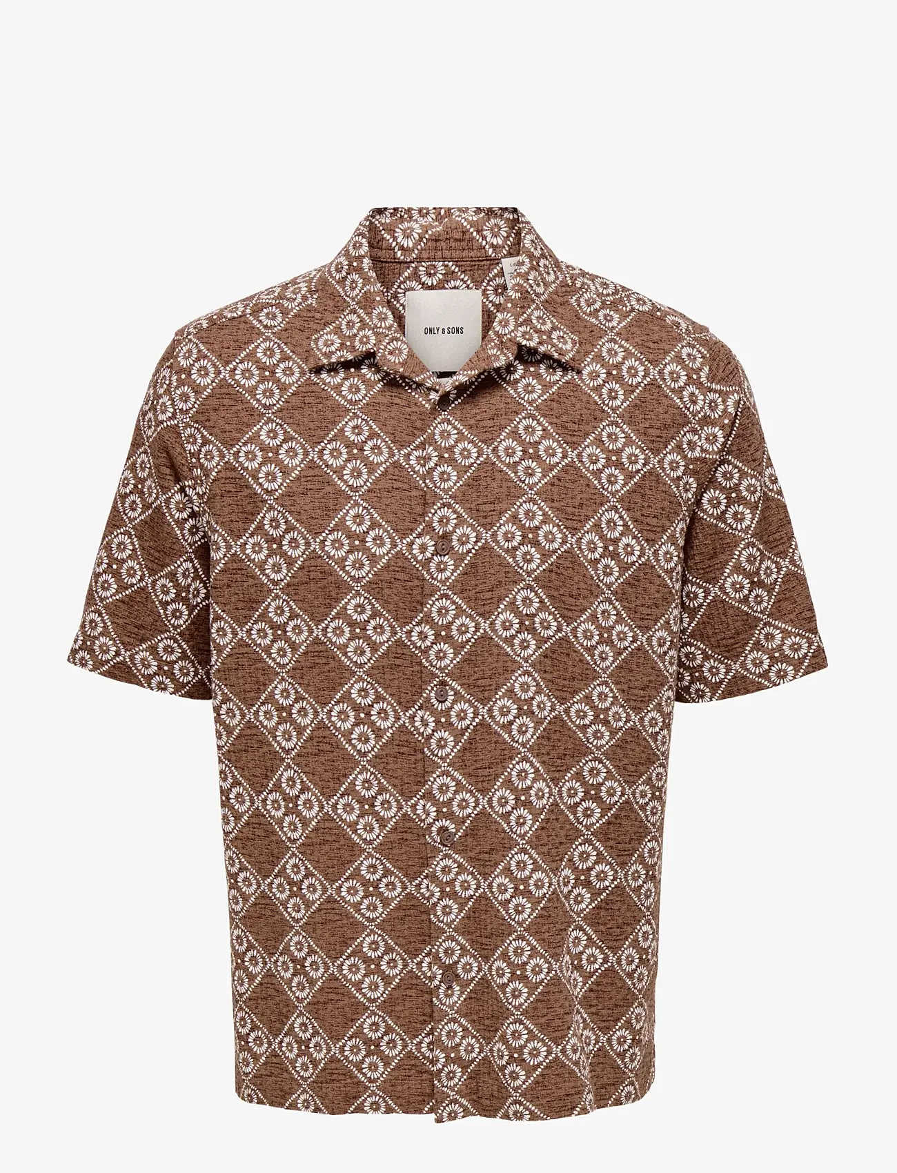 ONLY & SONS - ONSJOHNSON REG SS 036 SHIRT - hemden mit muster - potting soil - 0