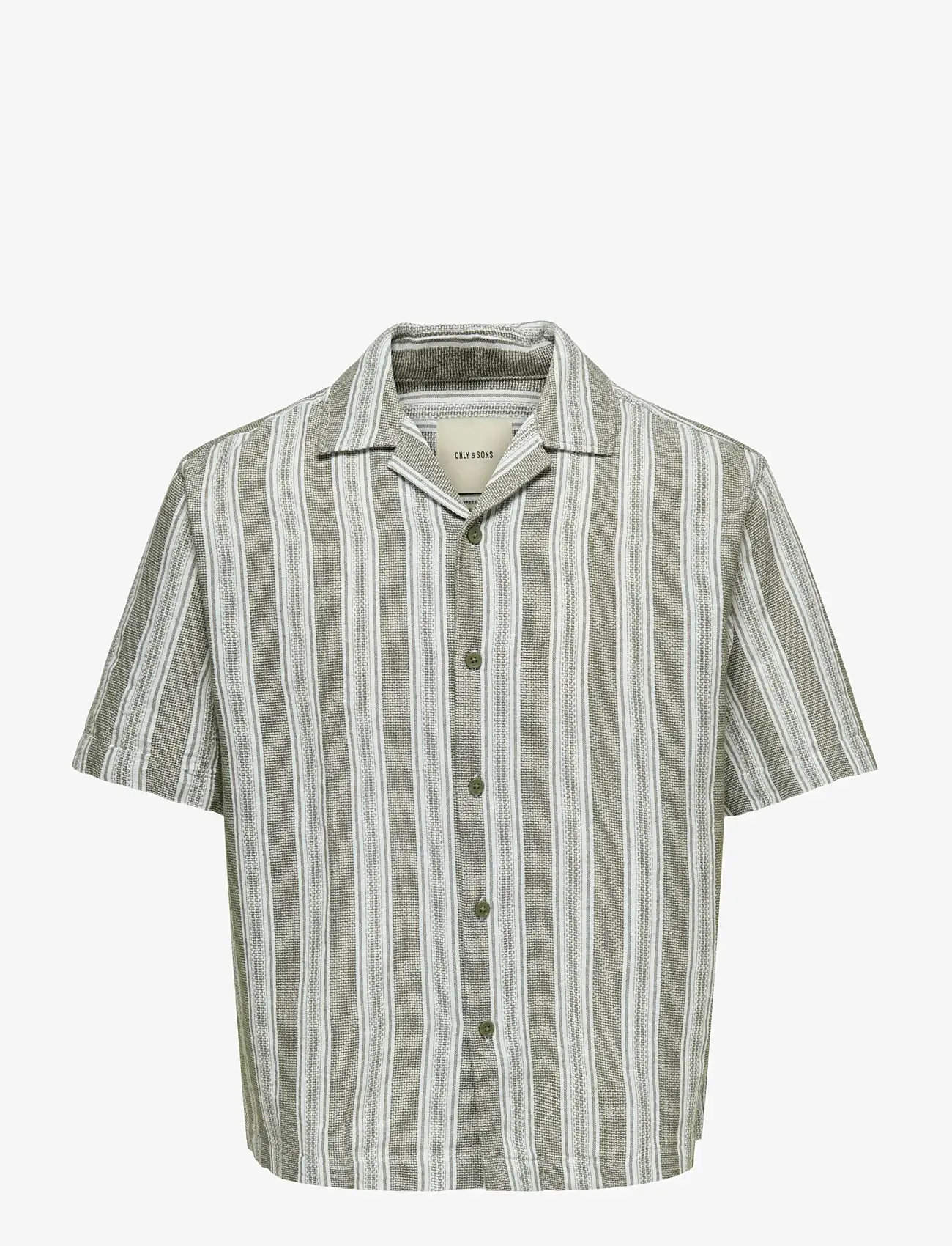 ONLY & SONS - ONSWALKER RLX RESORT SS 035 SHIRT NOOS - striped shirts - dark olive - 1
