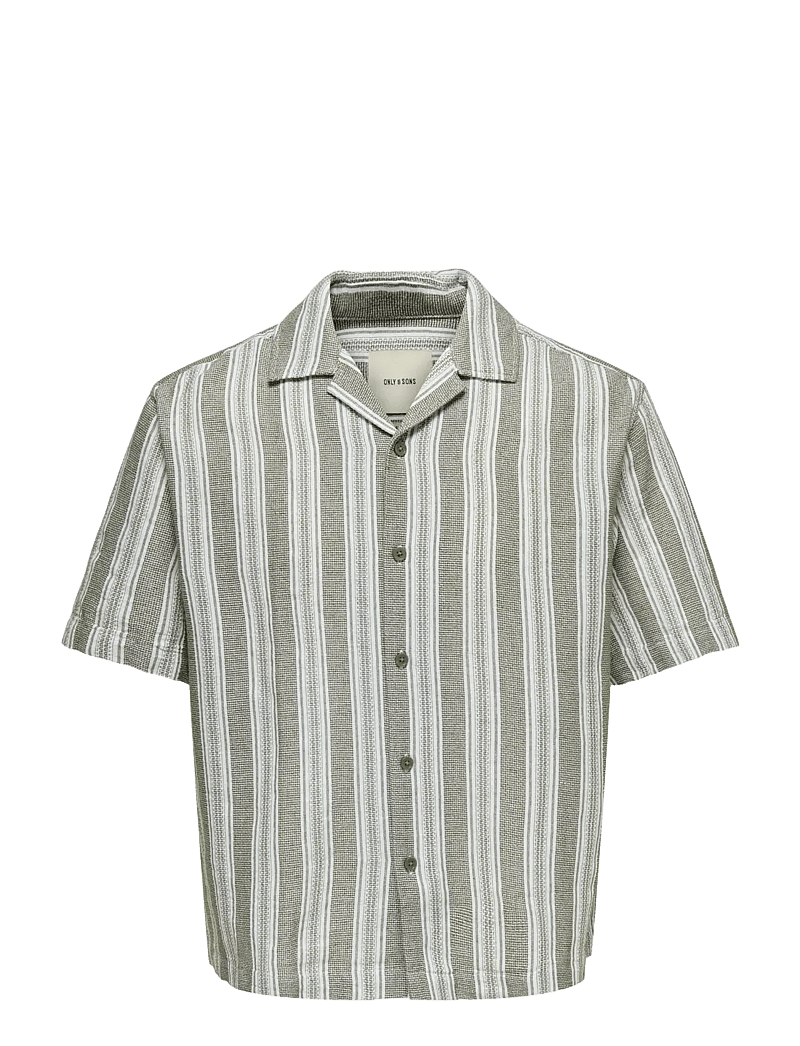 ONLY & SONS - ONSWALKER RLX RESORT SS 035 SHIRT NOOS - stribede skjorter - dark olive - 1