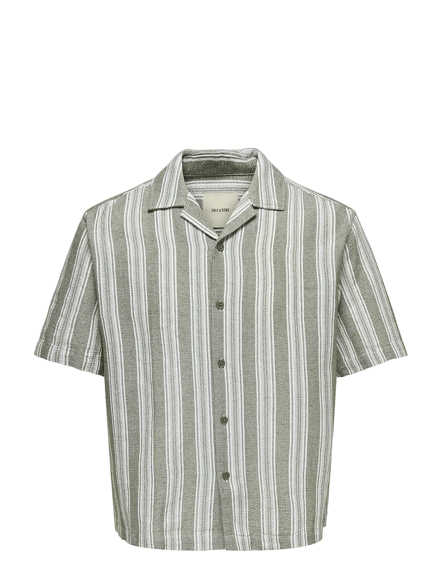 ONLY & SONS - ONSWALKER RLX RESORT SS 035 SHIRT NOOS - dryžuoti marškiniai - dark olive - 1
