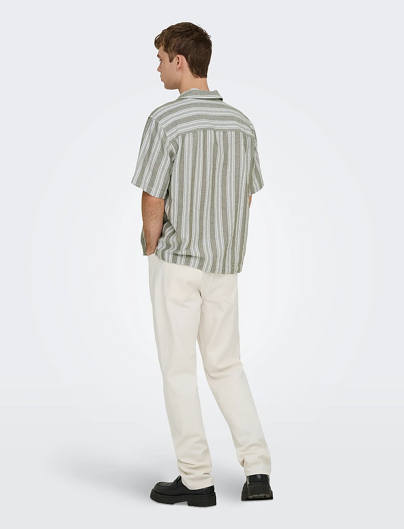 ONLY & SONS - ONSWALKER RLX RESORT SS 035 SHIRT NOOS - stribede skjorter - dark olive - 3