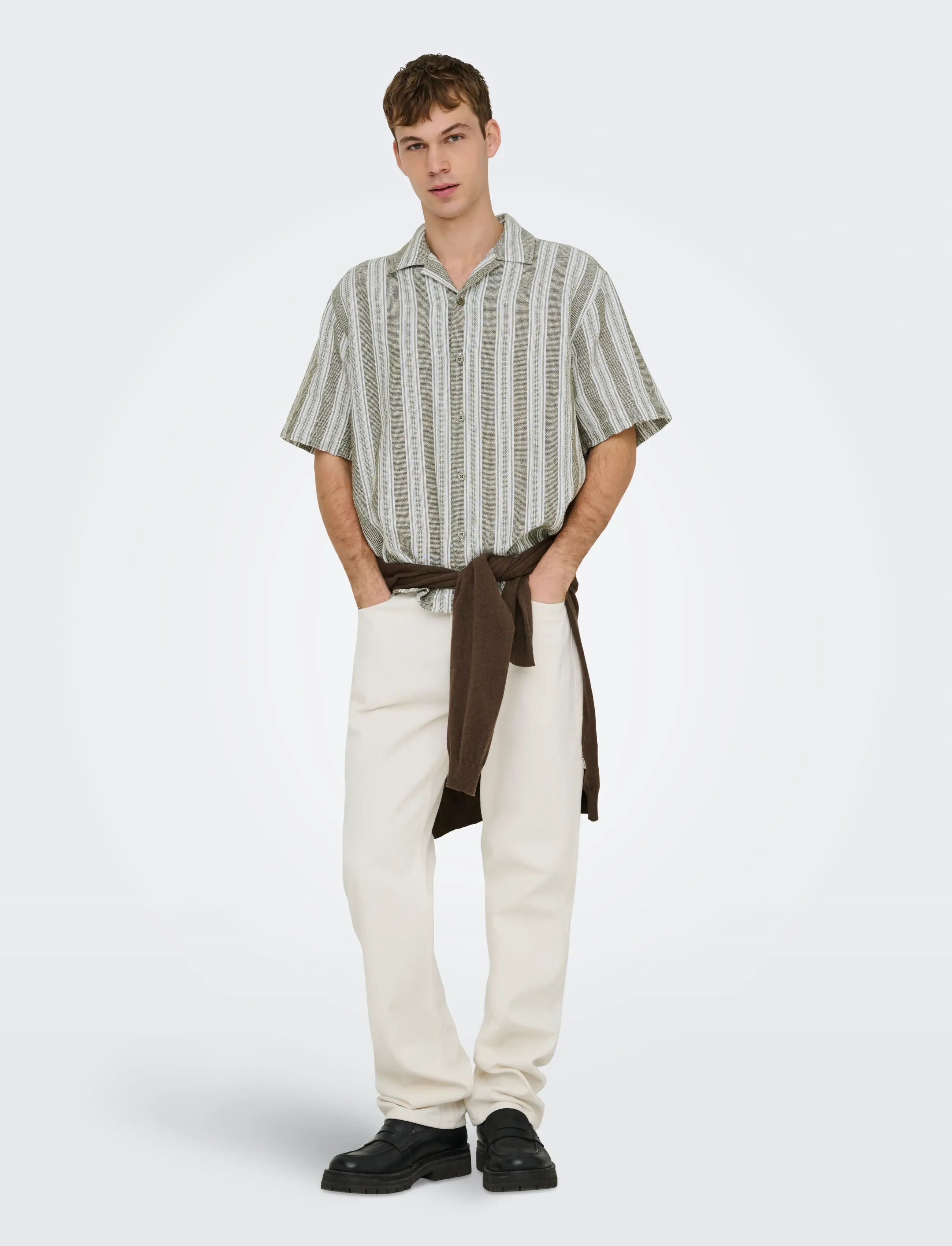 ONLY & SONS - ONSWALKER RLX RESORT SS 035 SHIRT NOOS - dryžuoti marškiniai - dark olive - 4