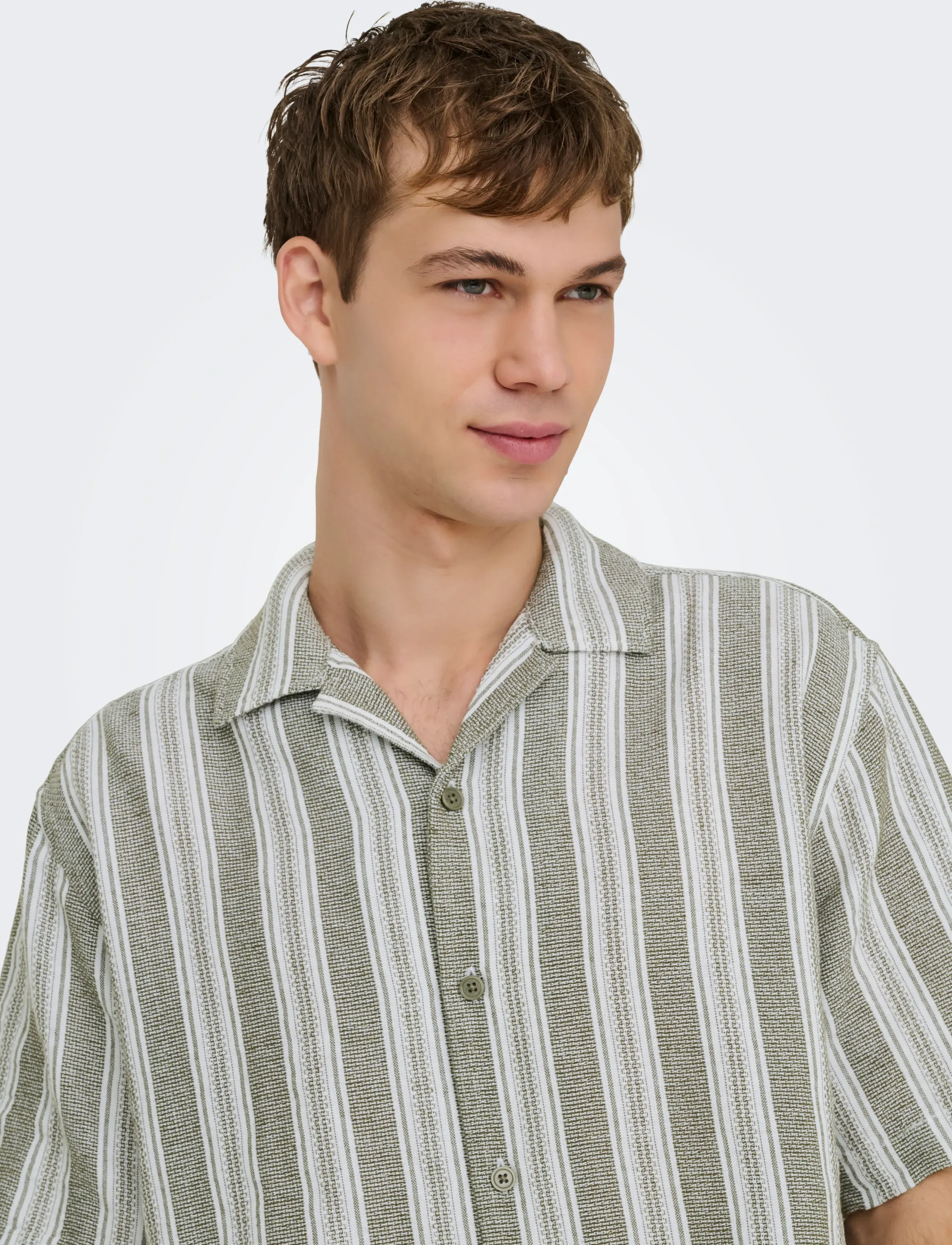 ONLY & SONS - ONSWALKER RLX RESORT SS 035 SHIRT NOOS - dryžuoti marškiniai - dark olive - 5