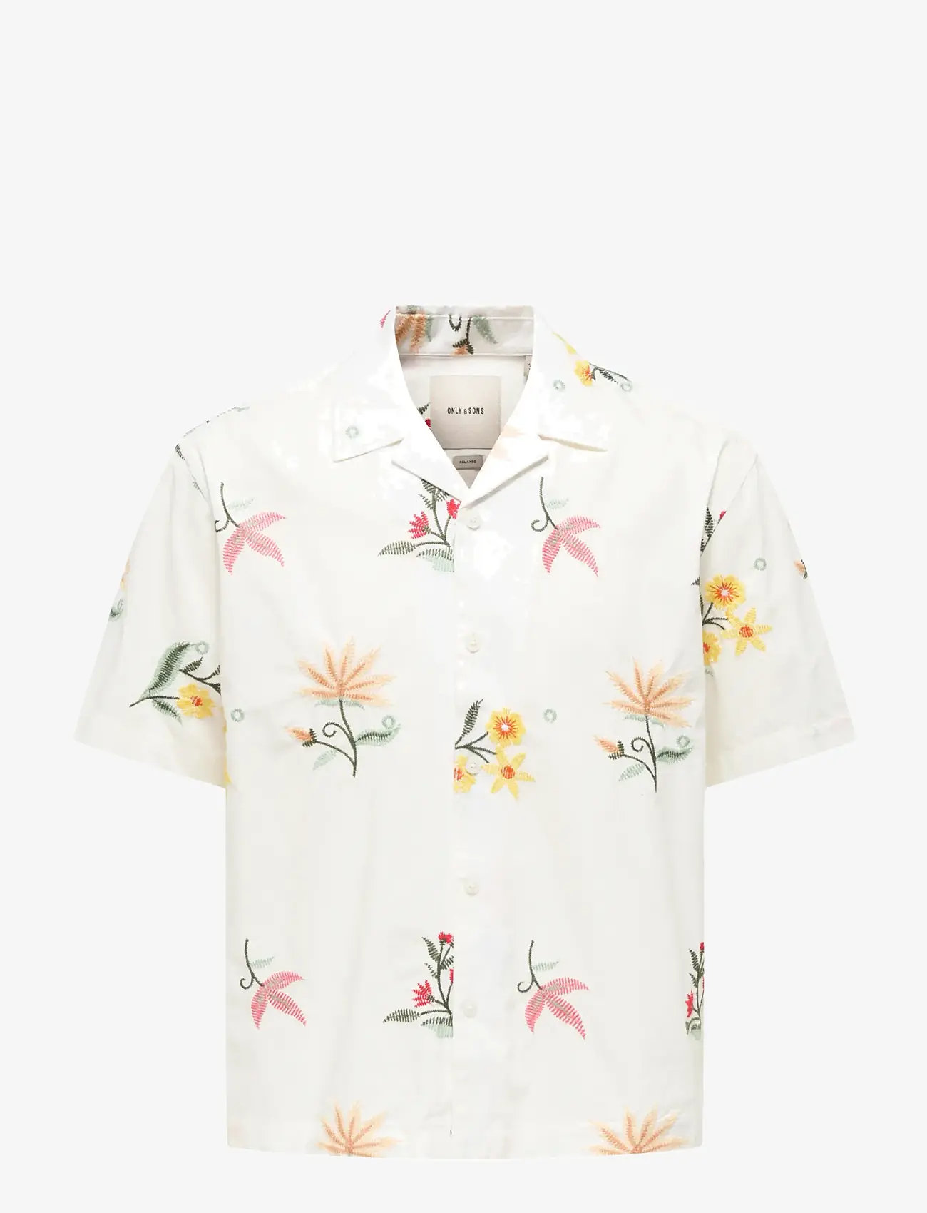 ONLY & SONS - ONSEDWARD RLX SS SHIRT - mønstrede skjorter - bright white - 1