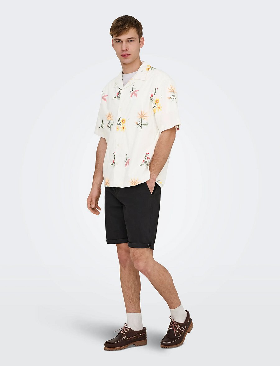 ONLY & SONS - ONSEDWARD RLX SS SHIRT - gemusterte hemden - bright white - 4
