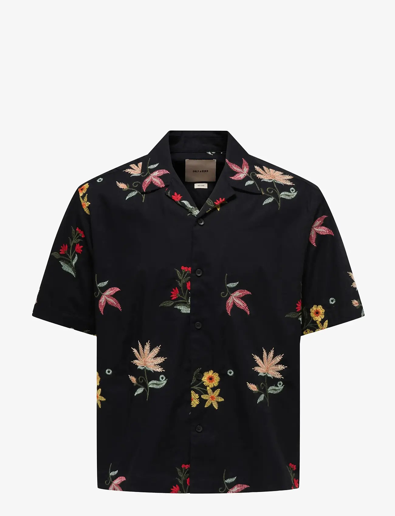 ONLY & SONS - ONSEDWARD RLX SS SHIRT - mønstrede skjorter - jet black - 0