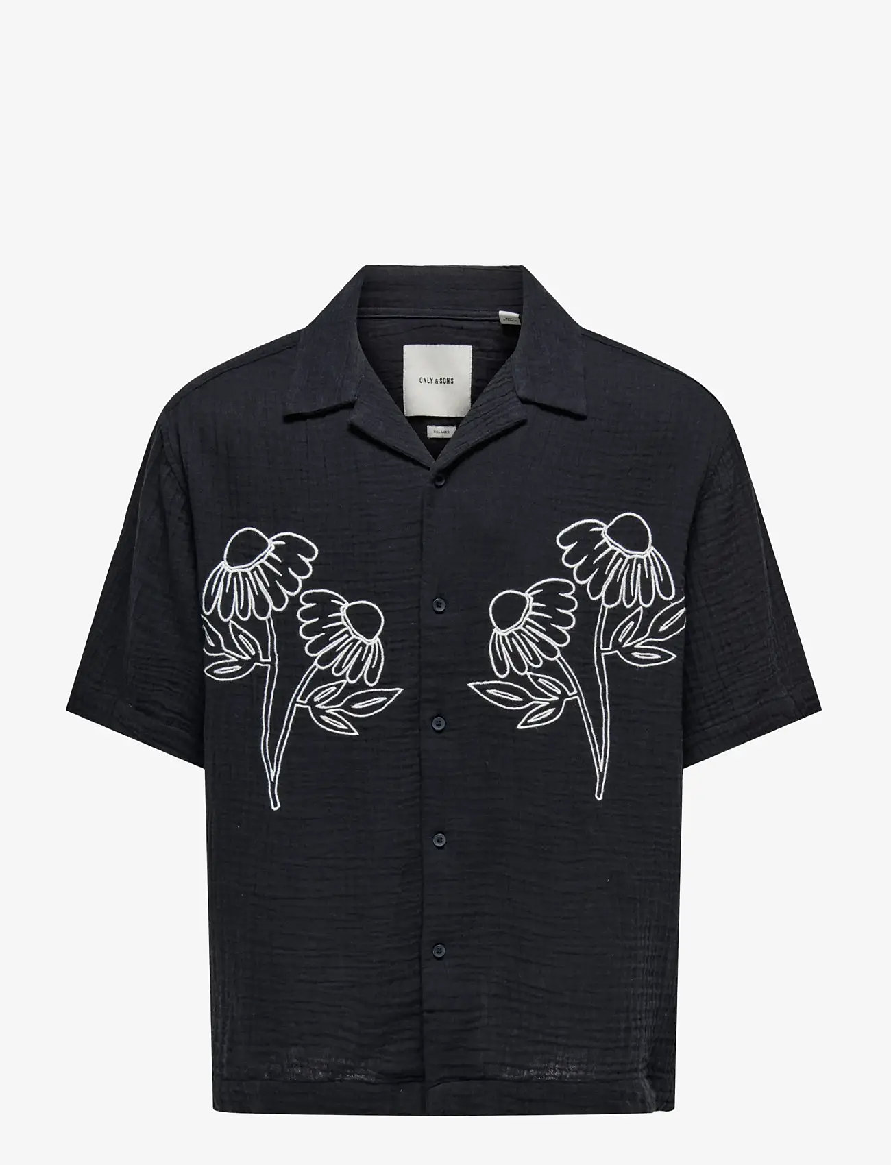 ONLY & SONS - ONSJACKSON RLX SS 014 SHIRT - kortærmede skjorter - black - 0