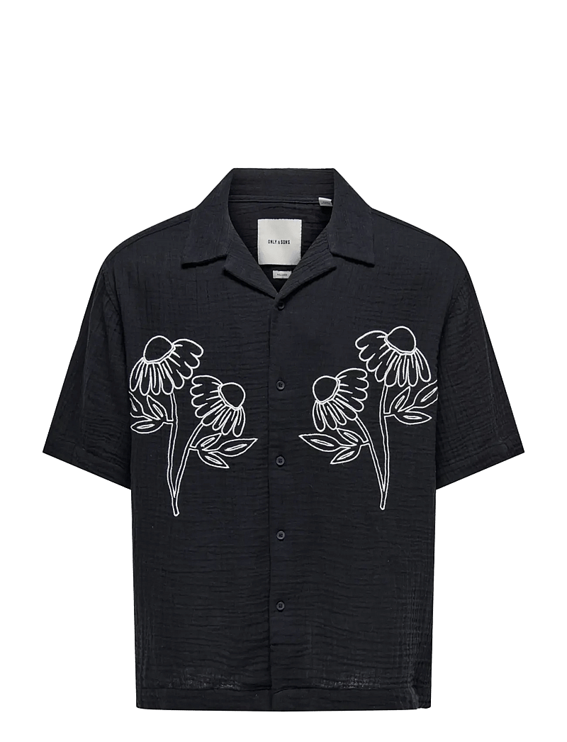 ONLY & SONS - ONSJACKSON RLX SS 014 SHIRT - kortærmede skjorter - black - 0