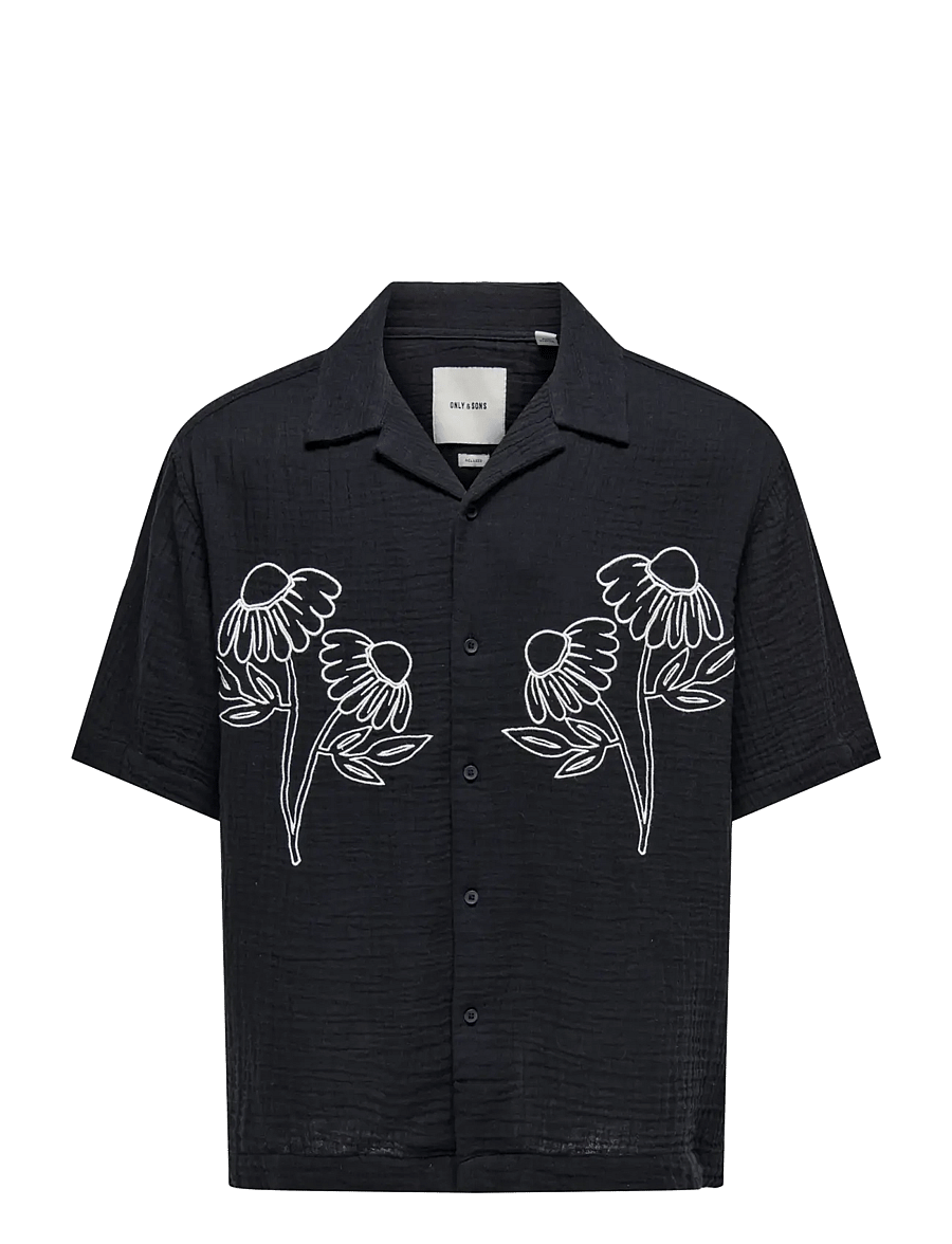 ONLY & SONS - ONSJACKSON RLX SS 014 SHIRT - kortärmade skjortor - black - 0
