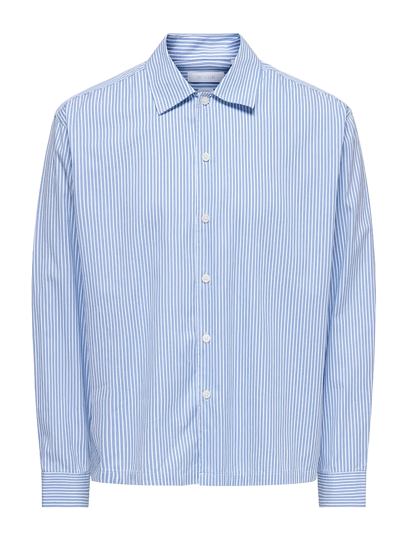 ONLY & SONS - ONSOPALINE RELAX LS SHIRT FRML - stribede skjorter - bright white - 1