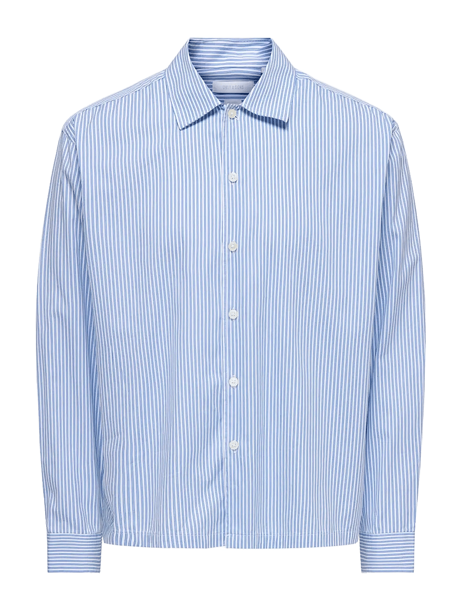 ONLY & SONS - ONSOPALINE RELAX LS SHIRT FRML - randiga skjortor - bright white - 1