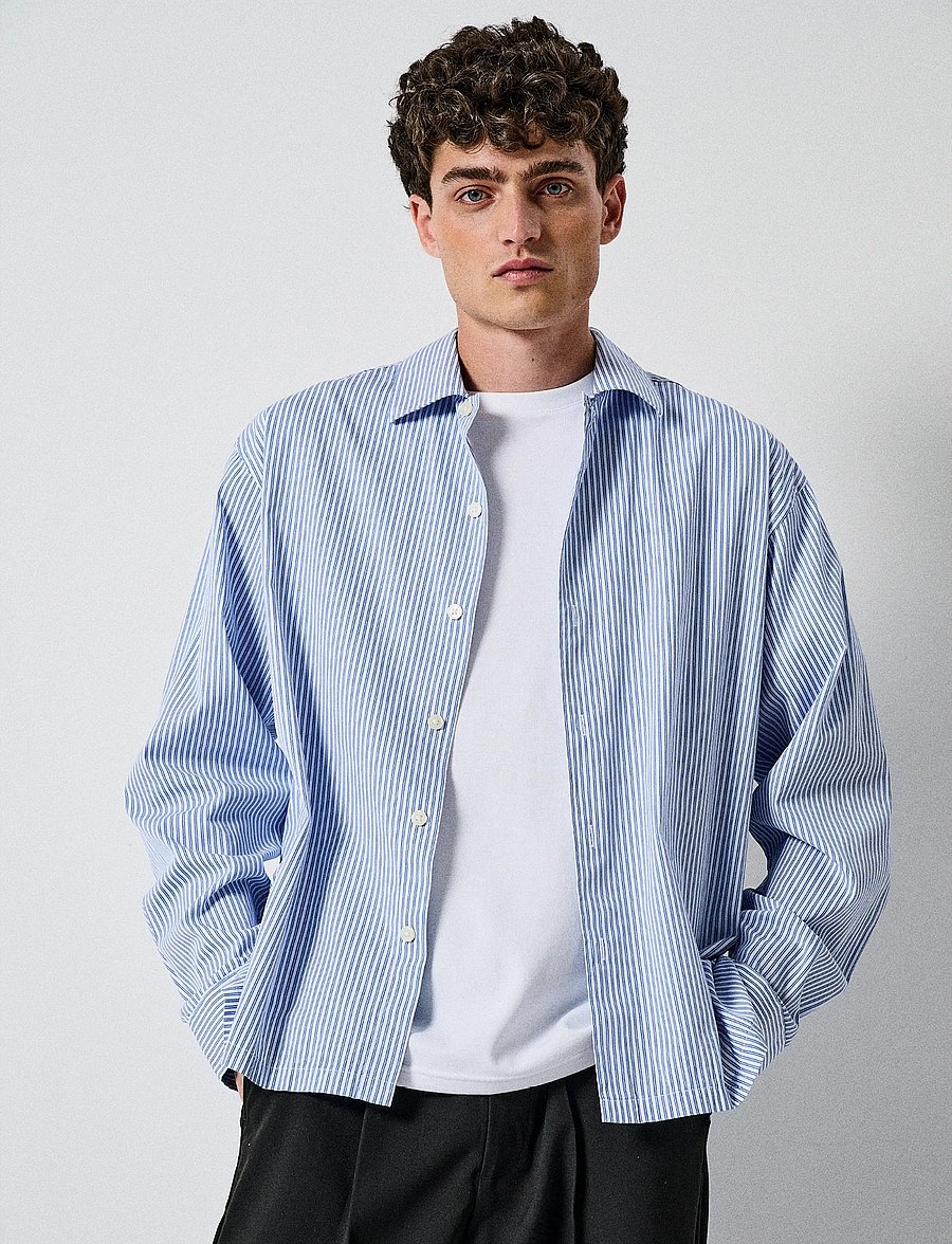 ONLY & SONS - ONSOPALINE RELAX LS SHIRT FRML - randiga skjortor - bright white - 0
