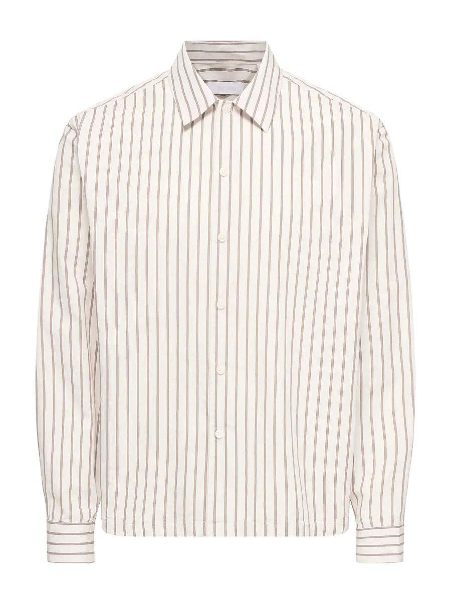 ONLY & SONS - ONSOPALINE RELAX LS SHIRT FRML - gestreifte hemden - egret - 0