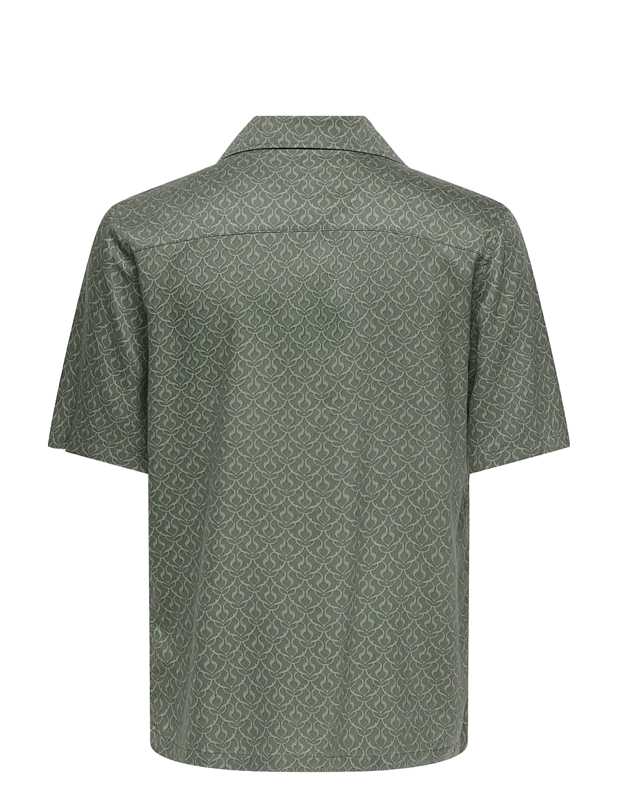 ONLY & SONS - ONSPERU RELAX SS SHIRT FRML - mönstrade skjortor - agave green - 1
