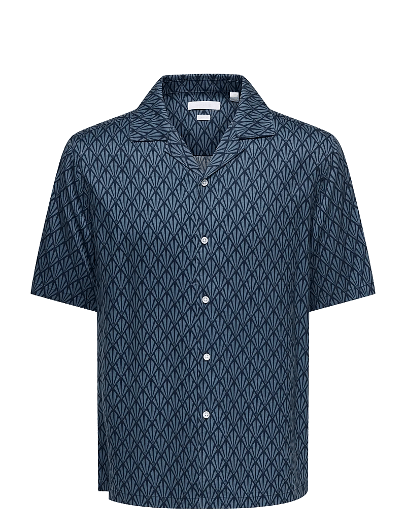ONLY & SONS - ONSPERU RELAX SS SHIRT FRML - mønstrede skjorter - china blue - 0