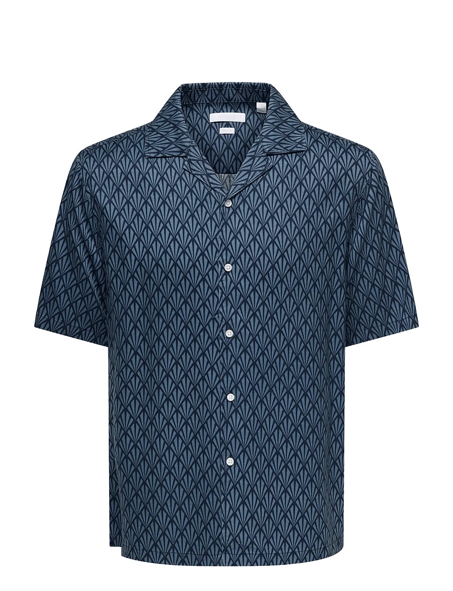 ONLY & SONS - ONSPERU RELAX SS SHIRT FRML - mönstrade skjortor - china blue - 0