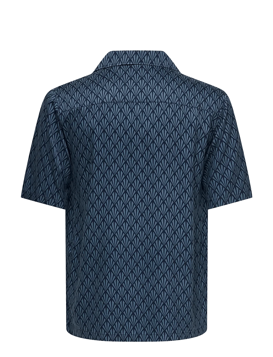 ONLY & SONS - ONSPERU RELAX SS SHIRT FRML - mönstrade skjortor - china blue - 1